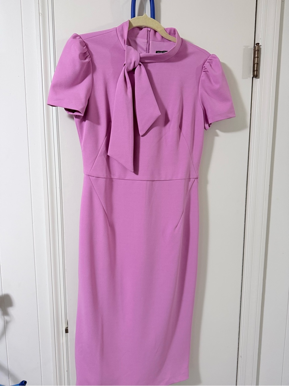 Maggy London Orchid Pink Tie-Neck Midi Dress, Size 6